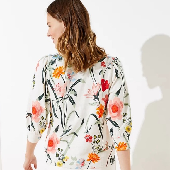 LOFT Tops - LOFT Floral Puff Shoulder Balloon Sleeves Top S / XS